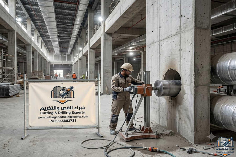 خدمة فتح كور مكيفات حي النرجس بالرياض لتنفيذ فتحات التكييف السبليت والمركزي بدقة عالية مع الحفاظ على سلامة الهيكل الخرساني